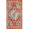 SAFAVIEH Monaco Collection Area Rug – 8′ Round, Forest Green & Light Blue, Non-Shedding & Easy to Clean, Distressed Medallion Design, Ideal for Living Room, Bedroom, Dining Space (MNC243F)(Orange/Light Blue)