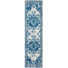 SAFAVIEH Monaco Collection Area Rug – 8′ Round, Forest Green & Light Blue, Non-Shedding & Easy to Clean, Distressed Medallion Design, Ideal for Living Room, Bedroom, Dining Space (MNC243F)(Ivory/Blue)