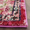 SAFAVIEH Monaco Collection Area Rug – 8′ Round, Forest Green & Light Blue, Non-Shedding & Easy to Clean, Distressed Medallion Design, Ideal for Living Room, Bedroom, Dining Space (MNC243F)(Pink/Multi)
