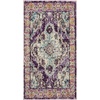 SAFAVIEH Monaco Collection Area Rug – 8′ Round, Forest Green & Light Blue, Non-Shedding & Easy to Clean, Distressed Medallion Design, Ideal for Living Room, Bedroom, Dining Space (MNC243F)(Violet/Light Blue)
