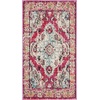 SAFAVIEH Monaco Collection Area Rug – 8′ Round, Forest Green & Light Blue, Non-Shedding & Easy to Clean, Distressed Medallion Design, Ideal for Living Room, Bedroom, Dining Space (MNC243F)(Pink/Multi)