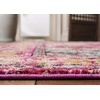 SAFAVIEH Monaco Collection Area Rug – 8′ Round, Forest Green & Light Blue, Non-Shedding & Easy to Clean, Distressed Medallion Design, Ideal for Living Room, Bedroom, Dining Space (MNC243F)(Pink/Multi)