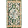 SAFAVIEH Monaco Collection Area Rug – 8′ Round, Forest Green & Light Blue, Non-Shedding & Easy to Clean, Distressed Medallion Design, Ideal for Living Room, Bedroom, Dining Space (MNC243F)(Forest Green/Light Blue)