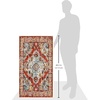 SAFAVIEH Monaco Collection Area Rug – 8′ Round, Forest Green & Light Blue, Non-Shedding & Easy to Clean, Distressed Medallion Design, Ideal for Living Room, Bedroom, Dining Space (MNC243F)(Orange/Light Blue)