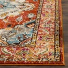 SAFAVIEH Monaco Collection Area Rug – 8′ Round, Forest Green & Light Blue, Non-Shedding & Easy to Clean, Distressed Medallion Design, Ideal for Living Room, Bedroom, Dining Space (MNC243F)(Orange/Light Blue)