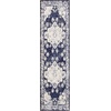 SAFAVIEH Monaco Collection Area Rug – 8′ Round, Forest Green & Light Blue, Non-Shedding & Easy to Clean, Distressed Medallion Design, Ideal for Living Room, Bedroom, Dining Space (MNC243F)(Ivory/Navy)