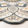 SAFAVIEH Novelty Collection 3′ Round Ivory/Blue NOV604M Handmade Boho Floral Premium Wool Entryway Foyer Living Room Bedroom Kitchen Area Rug(Beige/Navy)