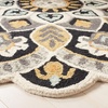 SAFAVIEH Novelty Collection 3′ Round Ivory/Blue NOV604M Handmade Boho Floral Premium Wool Entryway Foyer Living Room Bedroom Kitchen Area Rug(Ivory/Black)