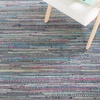 SAFAVIEH Rag Rug Collection Area Rug – 8′ x 10′, Ivory & Multi, Handmade Boho Stripe Cotton, Ideal for High Traffic Areas in Living Room, Bedroom (RAR121G)(Aqua/Multi)