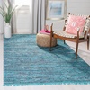 SAFAVIEH Rag Rug Collection Area Rug – 8′ x 10′, Ivory & Multi, Handmade Boho Stripe Cotton, Ideal for High Traffic Areas in Living Room, Bedroom (RAR121G)(Blue/Multi)