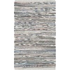 SAFAVIEH Rag Rug Collection Area Rug – 8′ x 10′, Ivory & Multi, Handmade Boho Stripe Cotton, Ideal for High Traffic Areas in Living Room, Bedroom (RAR121G)(Grey)