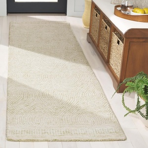 SAFAVIEH Abstract Collection Area Rug – 10′ Square, Ivory & Charcoal, Handmade Wool, Ideal for High Traffic Areas in Living Room, Bedroom (ABT340H)(Green/Ivory)