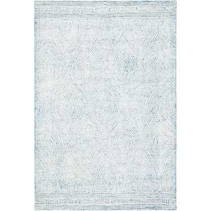 SAFAVIEH Abstract Collection Area Rug – 10′ Square, Ivory & Charcoal, Handmade Wool, Ideal for High Traffic Areas in Living Room, Bedroom (ABT340H)(Ivory/Blue)