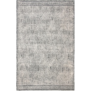 SAFAVIEH Abstract Collection Area Rug – 10′ Square, Ivory & Charcoal, Handmade Wool, Ideal for High Traffic Areas in Living Room, Bedroom (ABT340H)(Ivory/Charcoal)