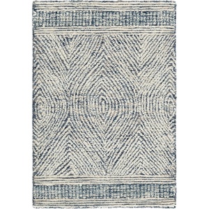 SAFAVIEH Abstract Collection Area Rug – 10′ Square, Ivory & Charcoal, Handmade Wool, Ideal for High Traffic Areas in Living Room, Bedroom (ABT340H)(Ivory/Navy)