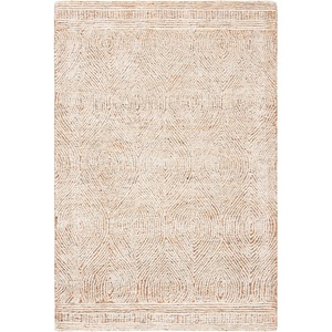SAFAVIEH Abstract Collection Area Rug – 10′ Square, Ivory & Charcoal, Handmade Wool, Ideal for High Traffic Areas in Living Room, Bedroom (ABT340H)(Ivory/Rust)