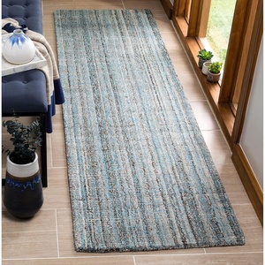 SAFAVIEH Abstract Collection Area Rug – 8′ Round, Ivory & Beige, Handmade Wool & Viscose, Ideal for High Traffic Areas in Living Room, Bedroom (ABT141D)(Blue/Multi)