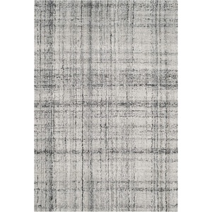 SAFAVIEH Abstract Collection Area Rug – 8′ Round, Ivory & Beige, Handmade Wool & Viscose, Ideal for High Traffic Areas in Living Room, Bedroom (ABT141D)(Grey/Black)