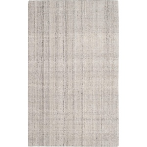 SAFAVIEH Abstract Collection Area Rug – 8′ Round, Ivory & Beige, Handmade Wool & Viscose, Ideal for High Traffic Areas in Living Room, Bedroom (ABT141D)(Light Grey)