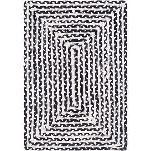 SAFAVIEH Area Rug 8×10 – Braided Collection – Large – Blue & Ivory, Handmade Cotton, Ideal for Living Room, Bedroom, Office, Dining Space (BRD260M)(Black/Ivory)