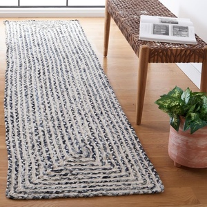 SAFAVIEH Area Rug 8×10 – Braided Collection – Large – Blue & Ivory, Handmade Cotton, Ideal for Living Room, Bedroom, Office, Dining Space (BRD260M)(Black/Navy)