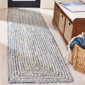 SAFAVIEH Area Rug 8×10 – Braided Collection – Large – Blue & Ivory, Handmade Cotton, Ideal for Living Room, Bedroom, Office, Dining Space (BRD260M)(Blue/Ivory)