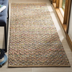 SAFAVIEH Area Rug 8×10 – Cape Cod Collection – Large – Blue & Natural, Handmade Braided Jute, Boho Design, Ideal for Living Room, Bedroom, Office, Dining Space (CAP305M)(Red/Natural)
