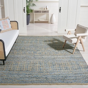 SAFAVIEH Area Rug 8×10 – Cape Cod Collection – Large – Natural & Blue, Handmade Flat Weave Braided Jute, Ideal for Living Room, Bedroom, Office, Dining Space (CAP353A)