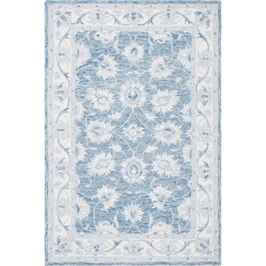 SAFAVIEH Area Rug 8×10 – Micro-Loop Collection – Large – Light Blue & Ivory, Handmade Wool, Ideal for Living Room, Bedroom, Office, Dining Space (MLP536L)(Blue/Ivory)