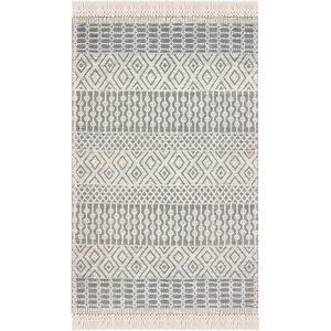 SAFAVIEH Area Rug 8×10 – Natura Collection – Large – Ivory, Handmade Wool, Moroccan Boho Fringe Design, Ideal for Living Room, Bedroom, Dining Space (NAT852B)(Ivory/Navy)