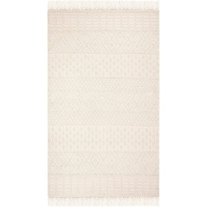 SAFAVIEH Area Rug 8×10 – Natura Collection – Large – Ivory, Handmade Wool, Moroccan Boho Fringe Design, Ideal for Living Room, Bedroom, Dining Space (NAT852B)(Ivory)