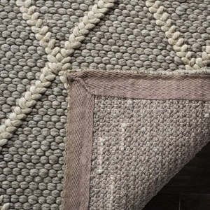 SAFAVIEH Area Rug 8×10 – Natura Collection – Large – Ivory & Ivory, Handmade Wool & Viscose, Ideal for Living Room, Bedroom, Dining Space (NAT310A)(Grey)
