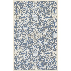 SAFAVIEH Area Rug 8×10 – Trace Collection – Large – Ivory, Handmade Wool, Ideal for Living Room, Bedroom, Office, Dining Space (TRC101C)(Blue/Ivory)