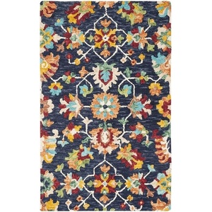 SAFAVIEH Aspen Collection 8′ x 10′ Navy/Red APN510N Handmade Boho Wool Area Rug(Navy/Red)