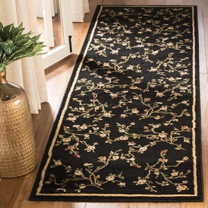 SAFAVIEH Lyndhurst Collection Area Rug – 8′ Round, Black, Traditional Floral Design, Non-Shedding & Easy Care, Ideal for High Traffic Areas in Living Room, Bedroom (LNH220A)(Black)