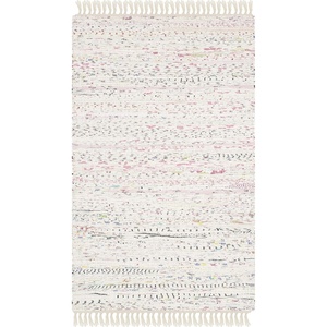 SAFAVIEH Rag Rug Collection Area Rug – 8′ x 10′, Ivory & Multi, Handmade Boho Stripe Cotton, Ideal for High Traffic Areas in Living Room, Bedroom (RAR121G)(Ivory/Multi)