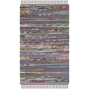 SAFAVIEH Rag Rug Collection Area Rug – 8′ x 10′, Ivory & Multi, Handmade Boho Stripe Cotton, Ideal for High Traffic Areas in Living Room, Bedroom (RAR121G)(Rust/Multi)