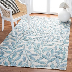 SAFAVIEH South Hampton Collection 8′ x 10′ Beige SHA302B Handmade Botanical Wool Area Rug(Blue)