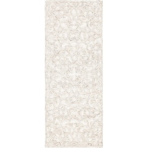 SAFAVIEH Trace Collection 8′ Round Brown/Ivory TRC103T Handmade Premium Wool Entryway Foyer Living Room Bedroom Kitchen Area Rug(Camel/Ivory)