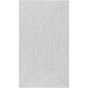 SAFAVIEH Washable Rug Outdoor Braided Collection – 5′ x 8′ Oval, Green, Handmade & Reversible, Non-Shedding & Easy to Clean, Ideal for Patio, Backyard, Mudroom (BRD315A)(Silver/Grey)