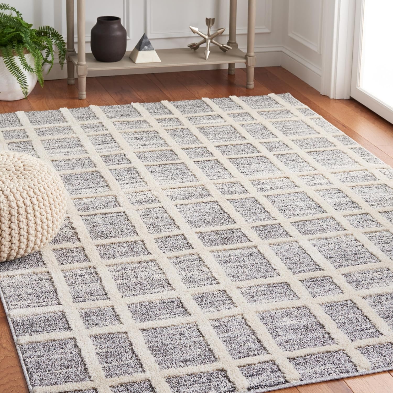 image:imageMartha Stewart x SAFAVIEH Area Rug Collection 8 x 10 Dark Grey amp Ivory NonShedding amp Easy Cleaning Ideal for Living Room Bedroom Office Dining Space MSR0755FDark GreyIvory