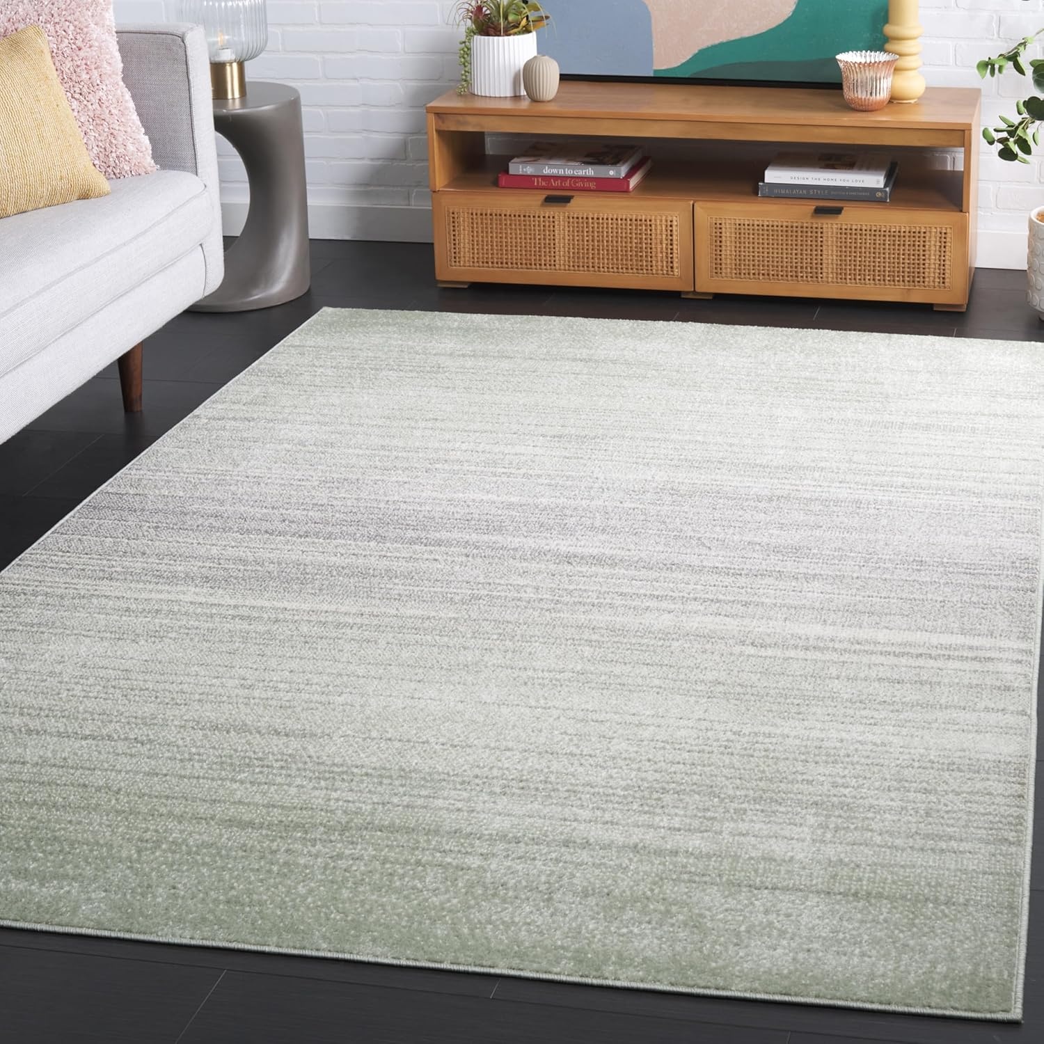 image:imageSAFAVIEH Adirondack Collection Area Rug 10 x 14 Black amp Grey Modern Design NonShedding amp Easy Care Ideal for High Traffic Areas in Living Room Bedroom ADR183FSageGrey