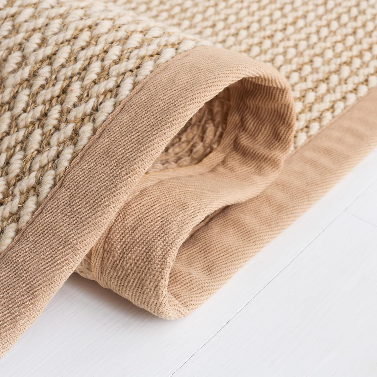 image:imageSAFAVIEH Area Rug 10x14 Natural Fiber Collection Large Beige Sisal amp Wool Woven Design with Border NF475BBeige