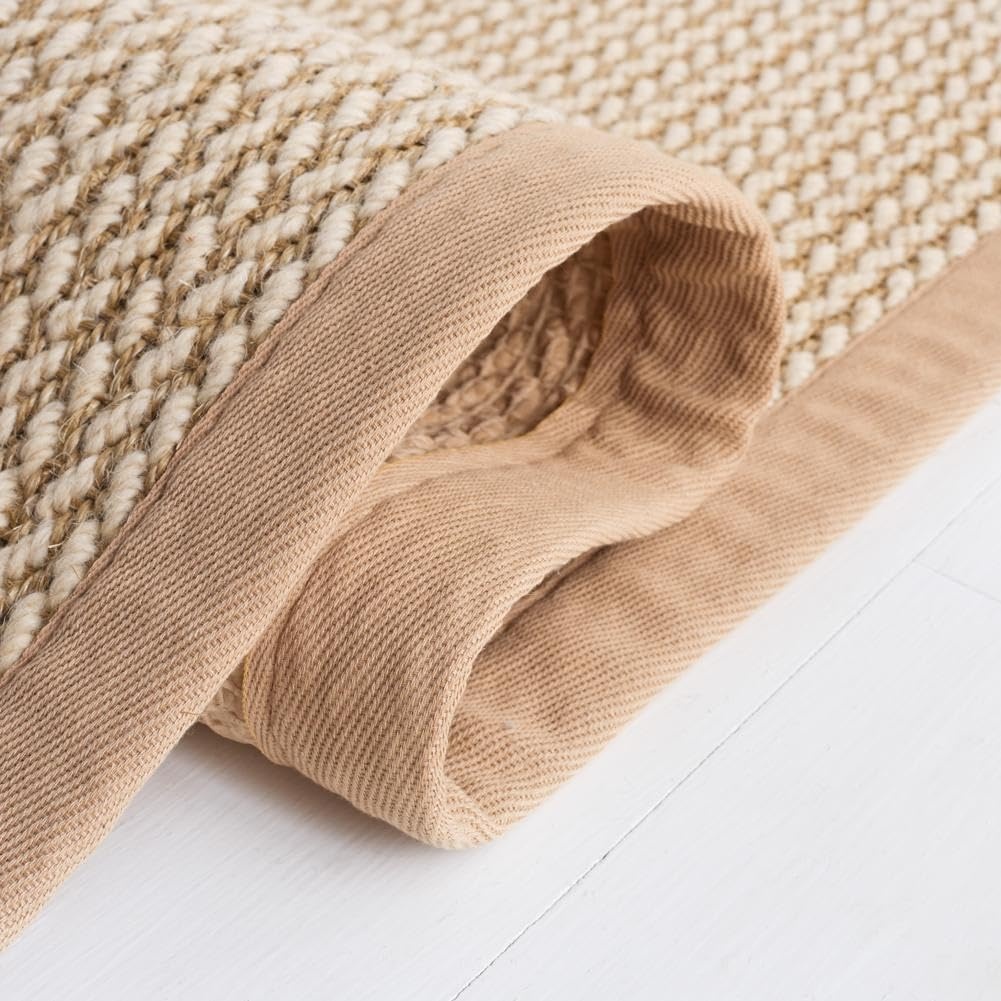 image:imageSAFAVIEH Area Rug 10x14 Natural Fiber Collection Large Beige Sisal amp Wool Woven Design with Border NF475BBeige