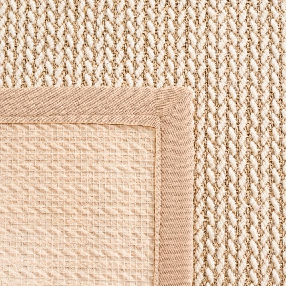 image:imageSAFAVIEH Area Rug 10x14 Natural Fiber Collection Large Beige Sisal amp Wool Woven Design with Border NF475BBeige