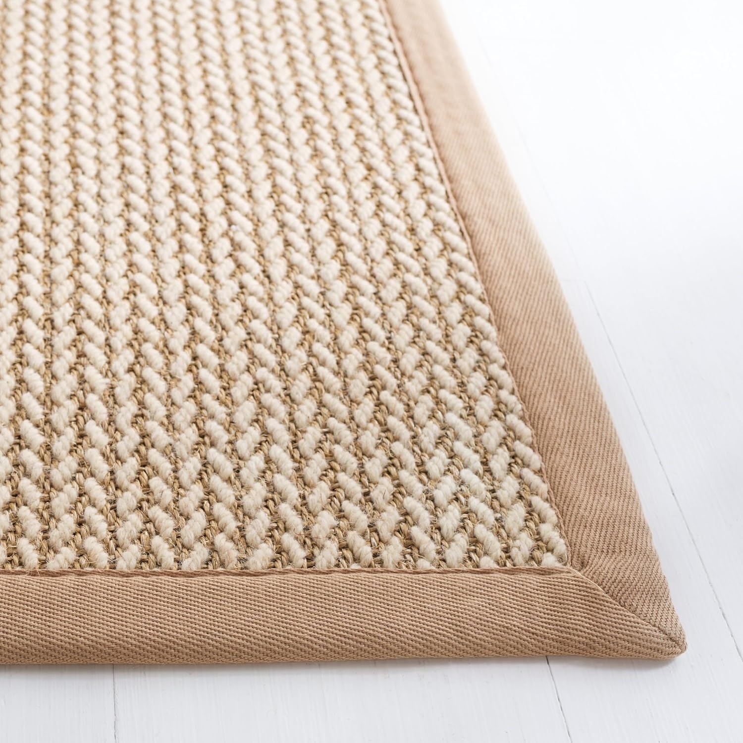 image:imageSAFAVIEH Area Rug 10x14 Natural Fiber Collection Large Beige Sisal amp Wool Woven Design with Border NF475BBeige