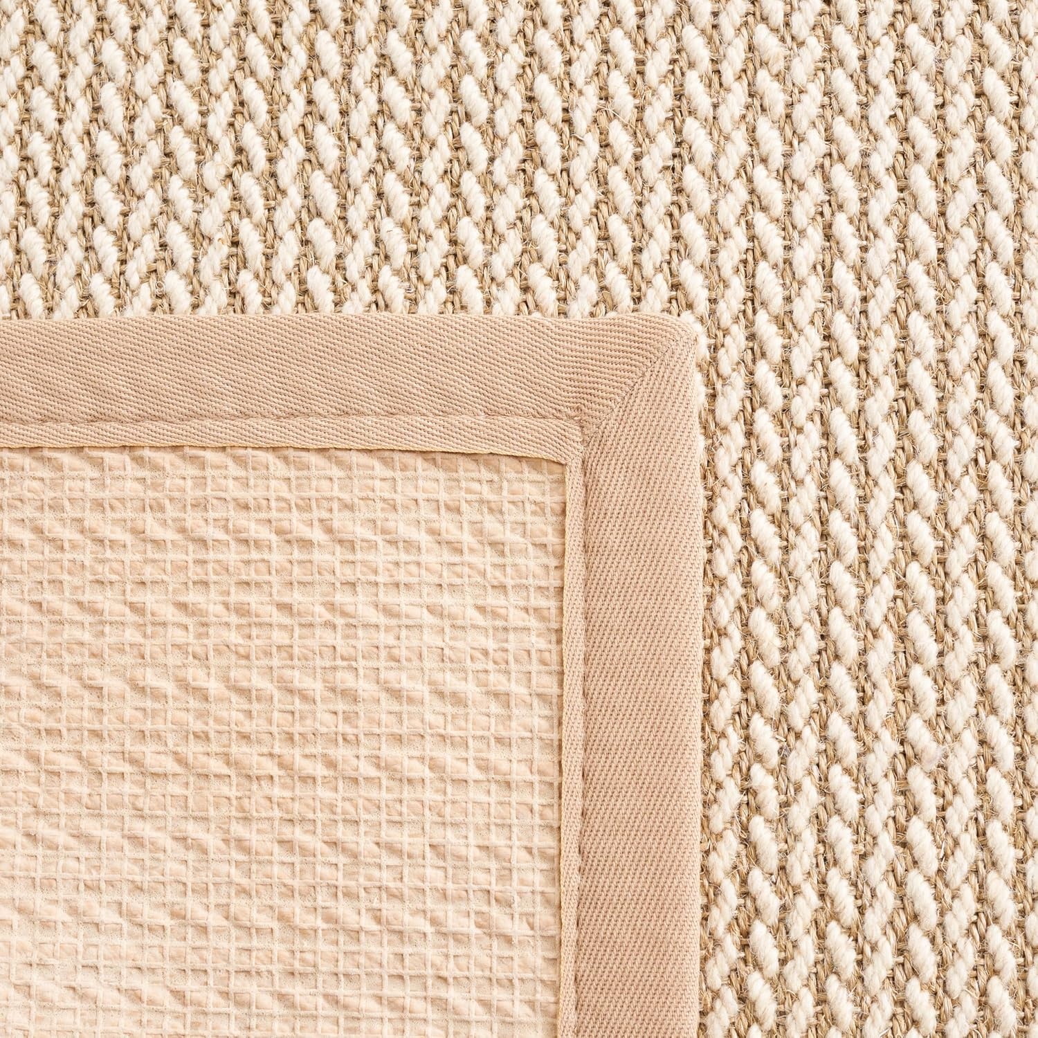 image:imageSAFAVIEH Area Rug 10x14 Natural Fiber Collection Large Beige Sisal amp Wool Woven Design with Border NF475BBeige