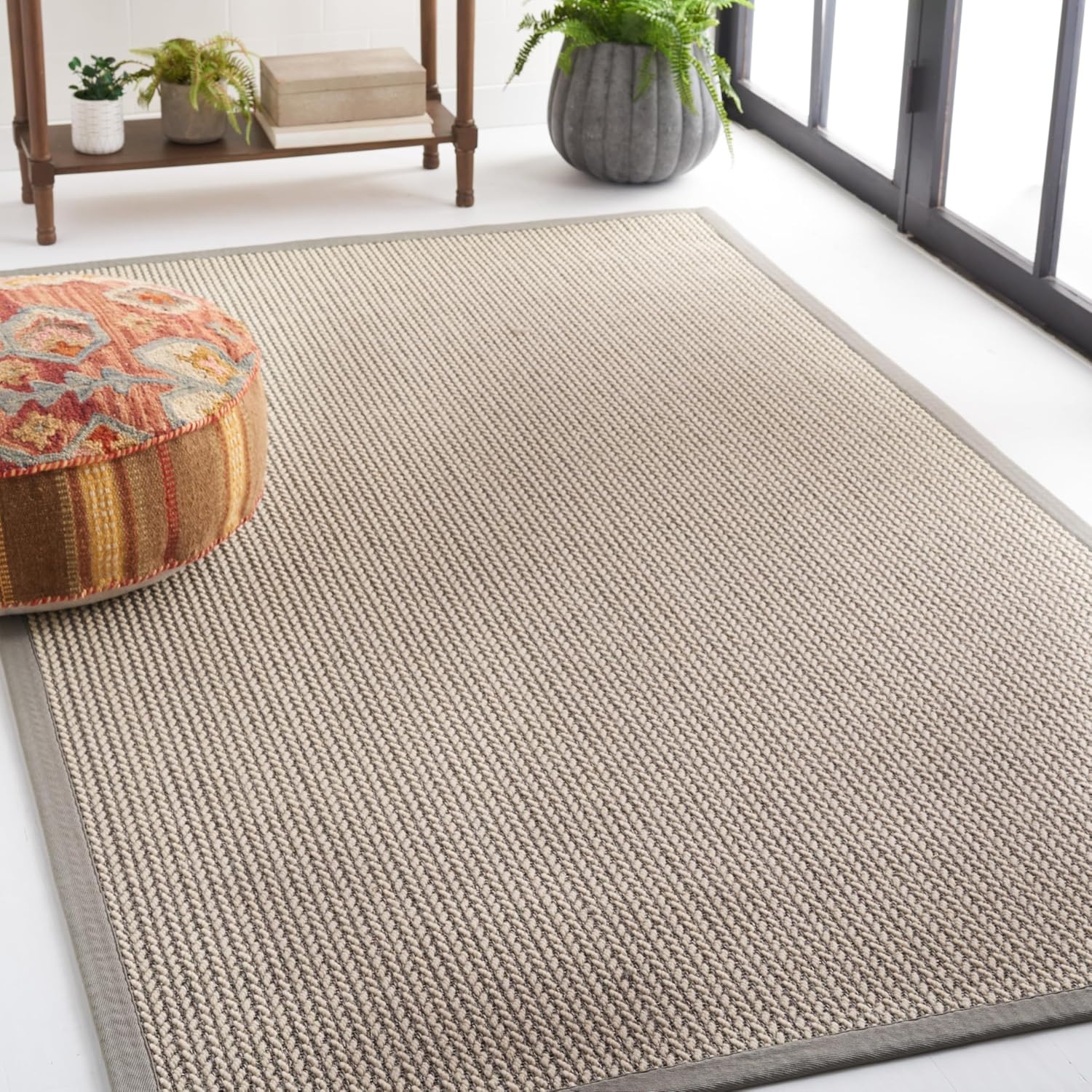 image:imageSAFAVIEH Area Rug 10x14 Natural Fiber Collection Large Beige Sisal amp Wool Woven Design with Border NF475BGrey