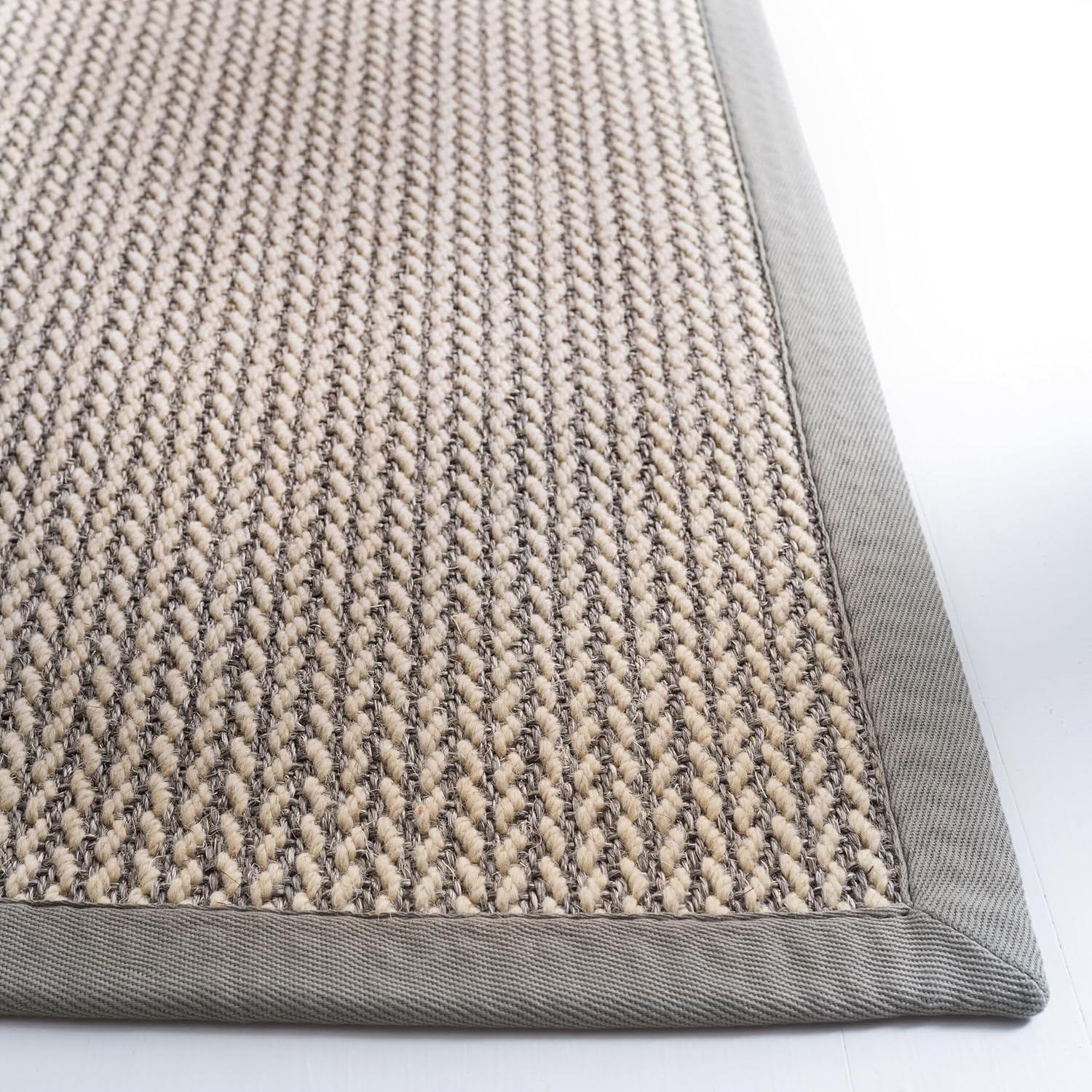 image:imageSAFAVIEH Area Rug 10x14 Natural Fiber Collection Large Beige Sisal amp Wool Woven Design with Border NF475BGrey