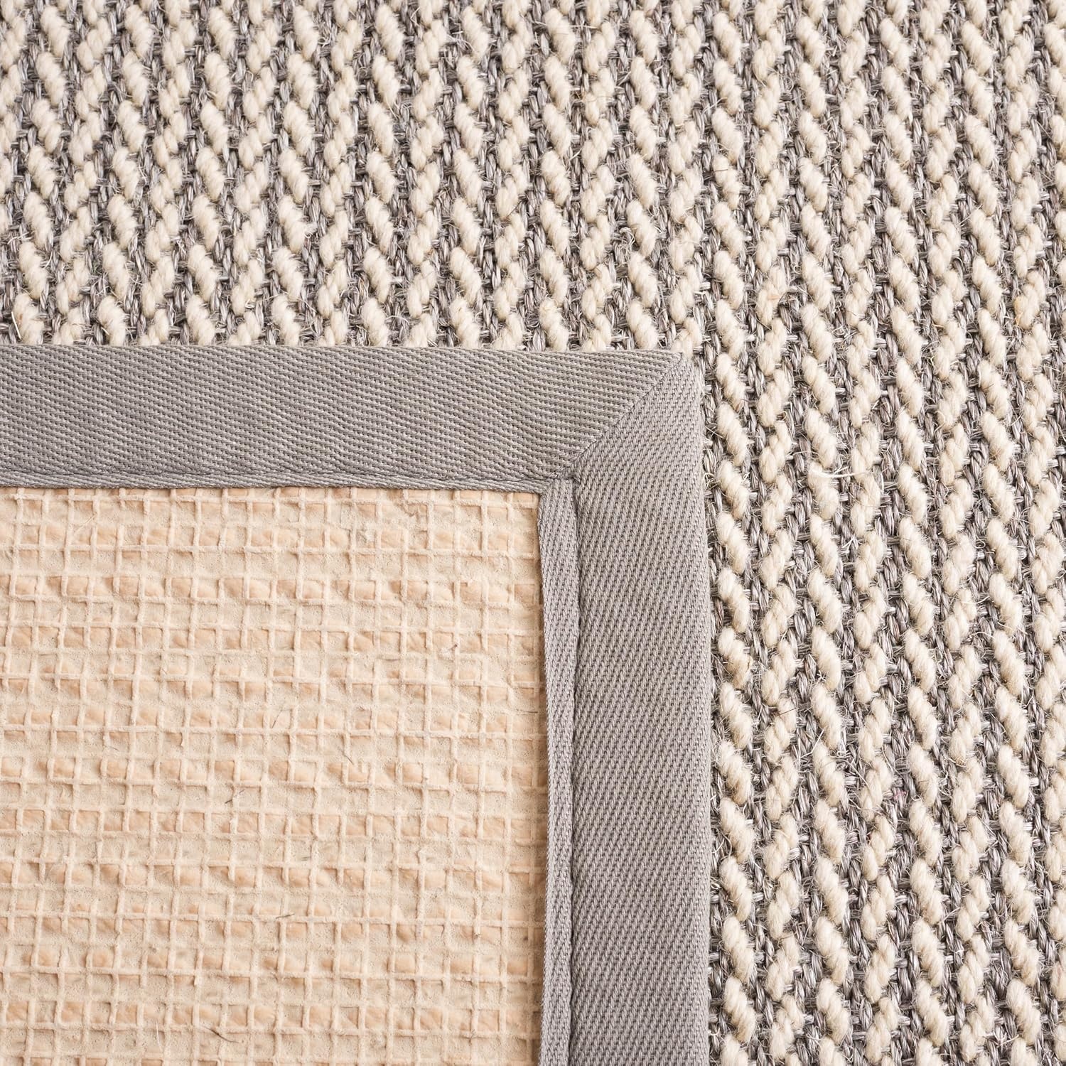 image:imageSAFAVIEH Area Rug 10x14 Natural Fiber Collection Large Beige Sisal amp Wool Woven Design with Border NF475BGrey